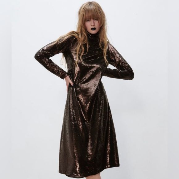 NWT ZARA SEQUIN KNIT DRESS SIZE SMALL - Picture 5 of 12